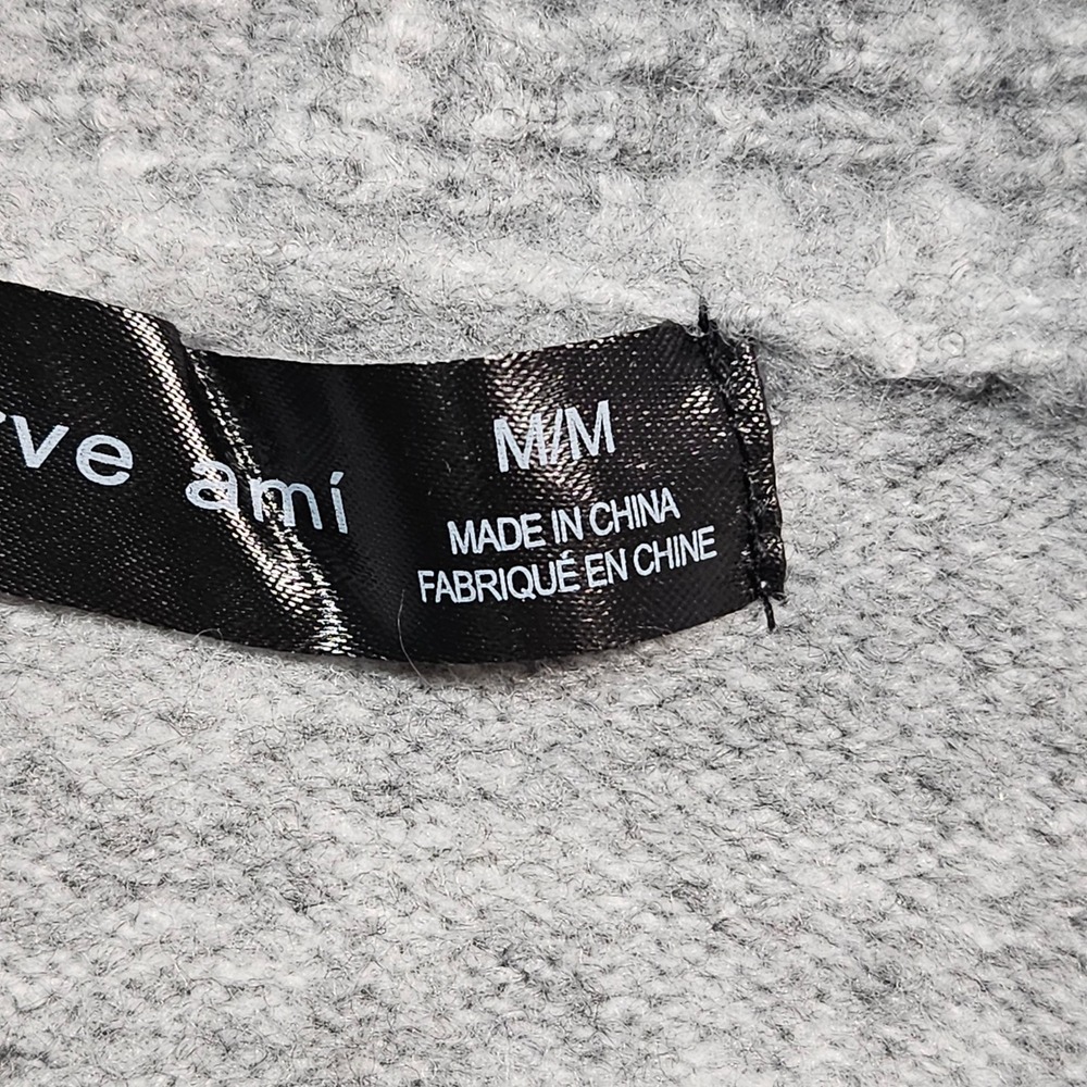 Verve Ami Gray Waffle Knit Shawl Collar Open Front Cardigan Sweater Womans M - Picture 7 of 11